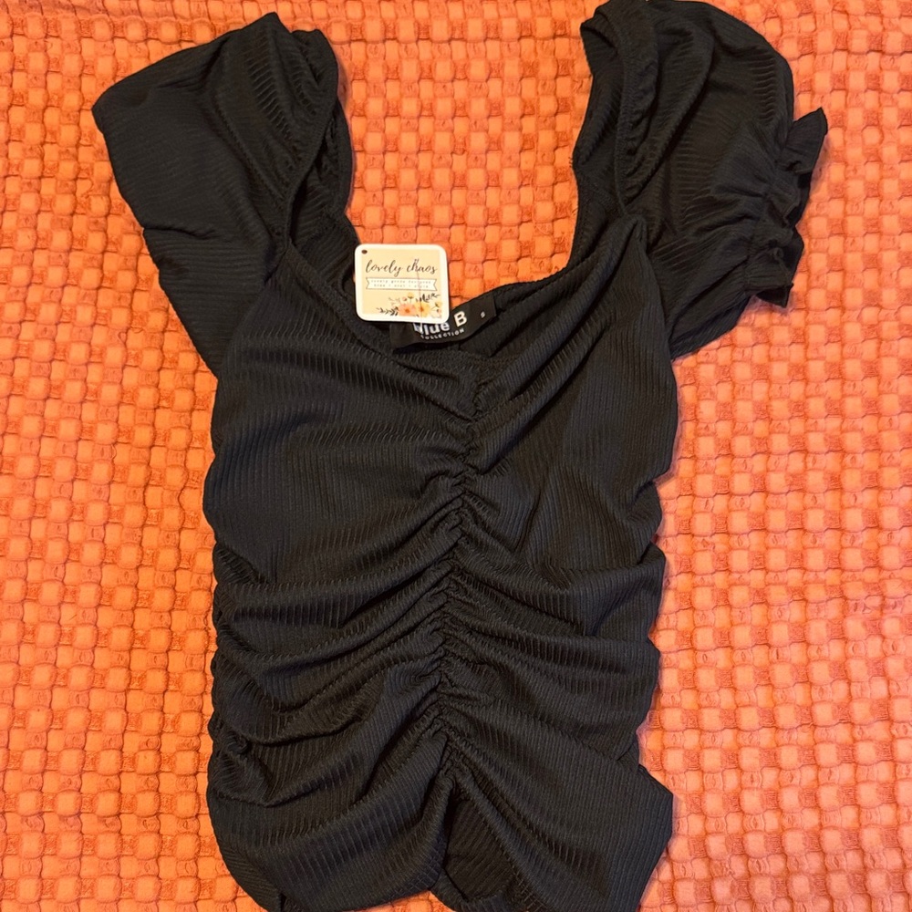 Black Ruched Women's Top